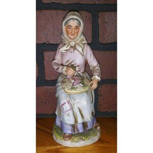 Vintage HOMCO Farmer Woman Figurine Taiwan 1433 Ceramic Porcelain Home Interior
